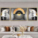 White Horse Harmony Glass Finish Wall Art (Set Of 3)