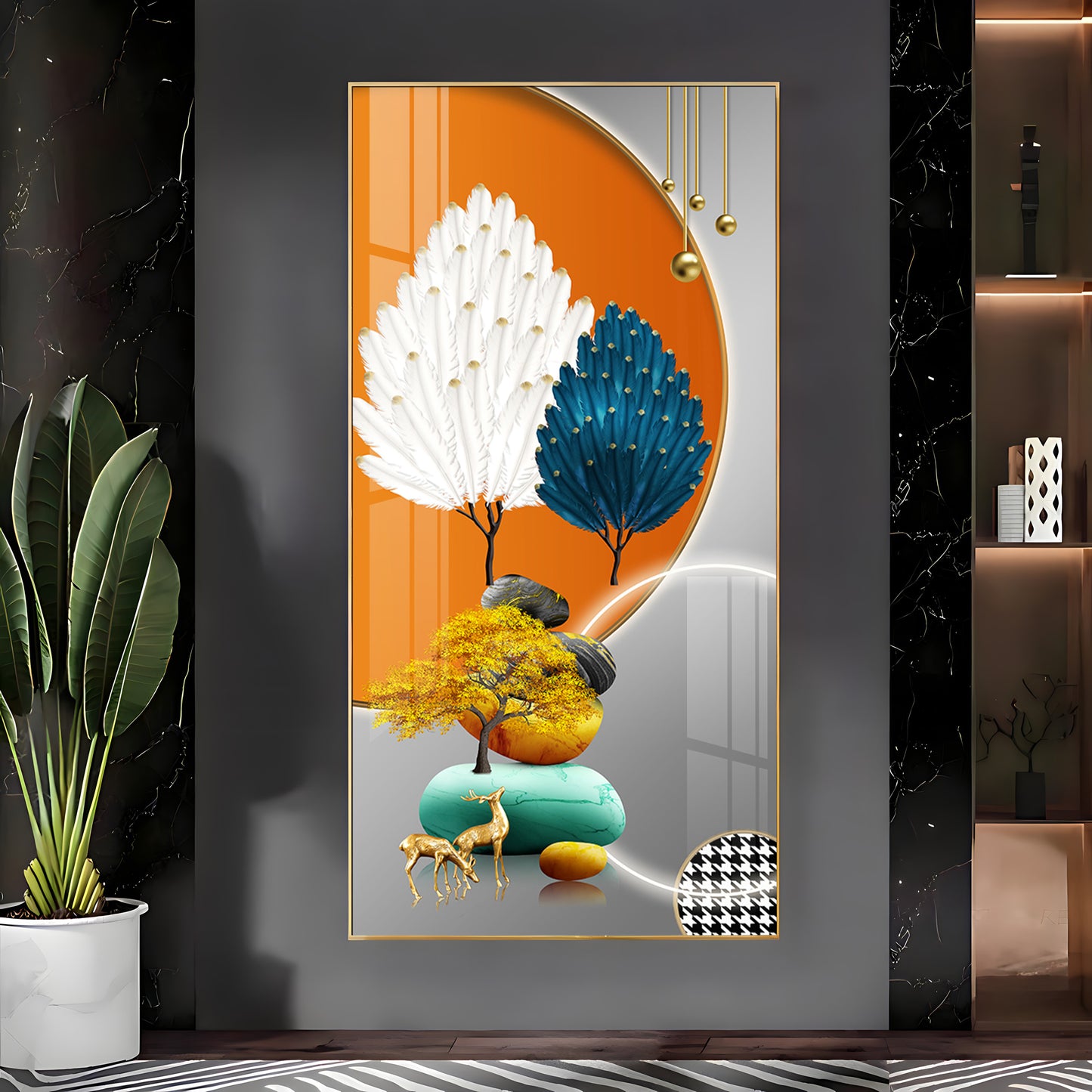 Orange Blossom Glass Finish Vertical Wall Art