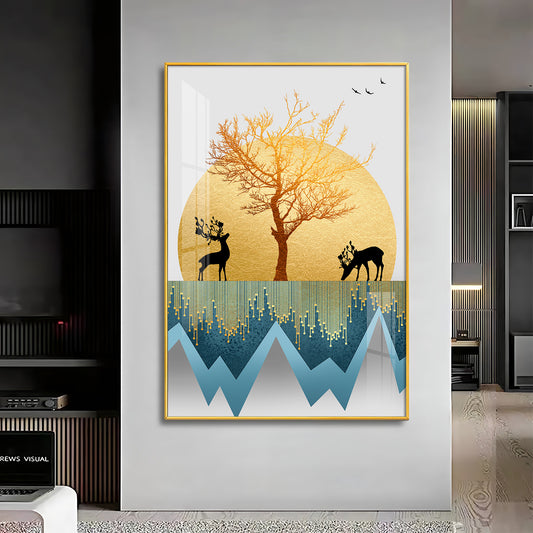 Mountain Whispers Glass Finish Vertical Wall Art