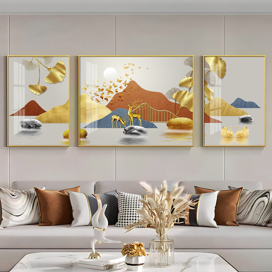 Alpine Harmony Glass Finish Wall Art (Set Of 3)