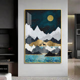 Moonlit Mountain Reverie Glass Finish Vertical Wall Art