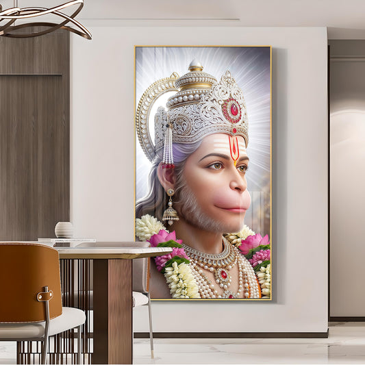 Pavan Putra Hanuman Ji Glass Finish Vertical Wall Art