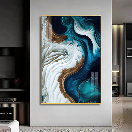 Oceanic Elegance Glass Finish Vertical Wall Art