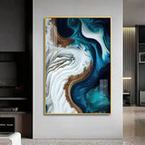 Oceanic Elegance Glass Finish Vertical Wall Art