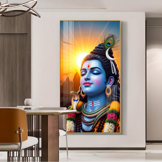 Jai Bhole Baba Glass Finish Vertical Wall Art