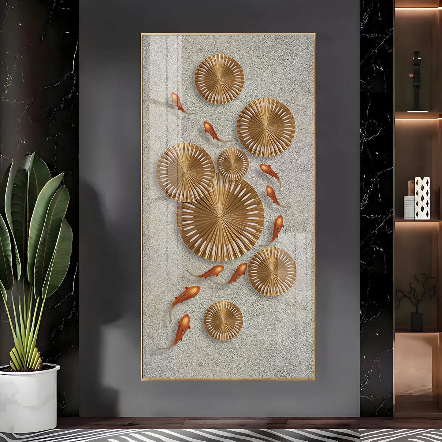 Modern Art Frame Glass Finish Vertical Wall Art