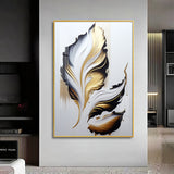 Luxe Leaf Art Glass Finish Vertical Wall Art