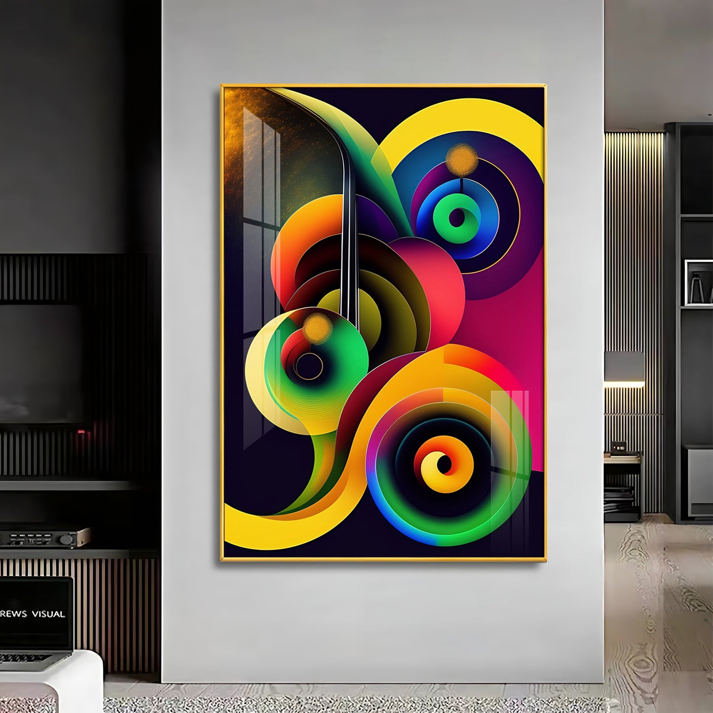 Dynamic Whirl Glass Finish Vertical Wall Art
