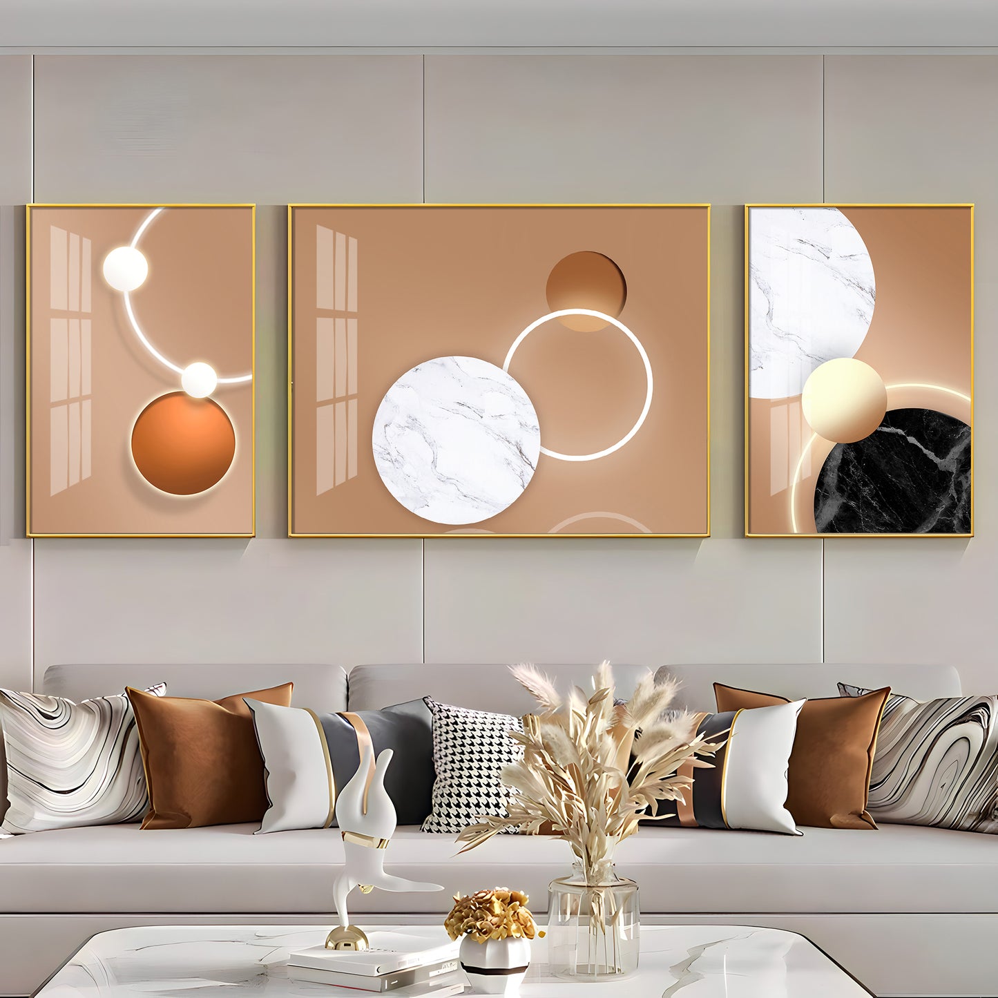 Art Ensemble Glass Finish Wall Art (Set Of 3)