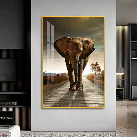 Urban Safari Living Room Adventure Glass Finish Vertical Wall Art