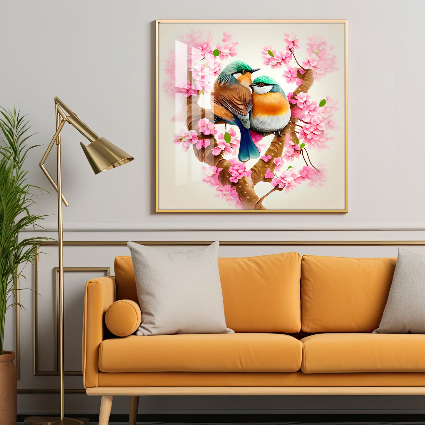 Avian Harmony Glass Finish Square Wall Art