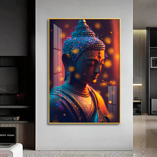 Buddha Radiant Tranquility Glass Finish Vertical Wall Art