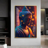 Buddha Radiant Tranquility Glass Finish Vertical Wall Art