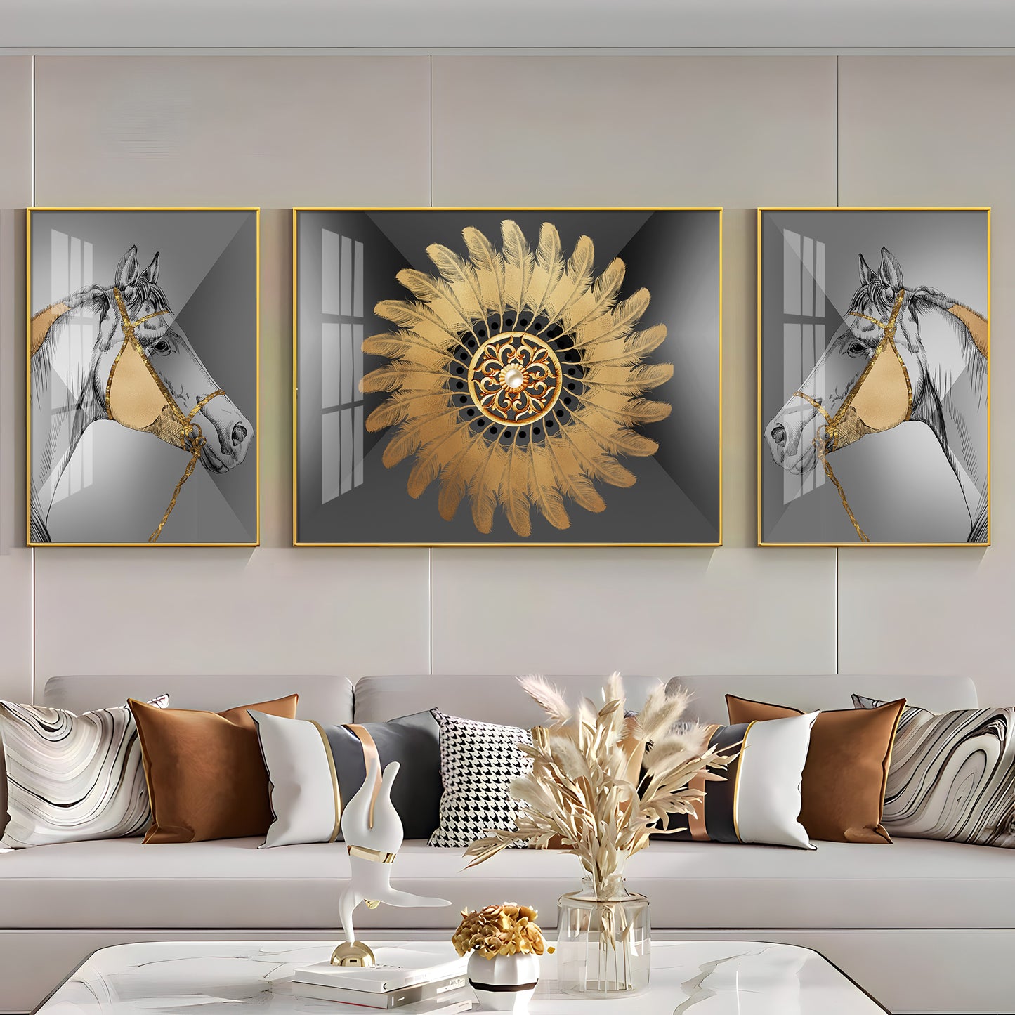 Voyage of Horses Glass Finish Wall Art (Set Of 3)