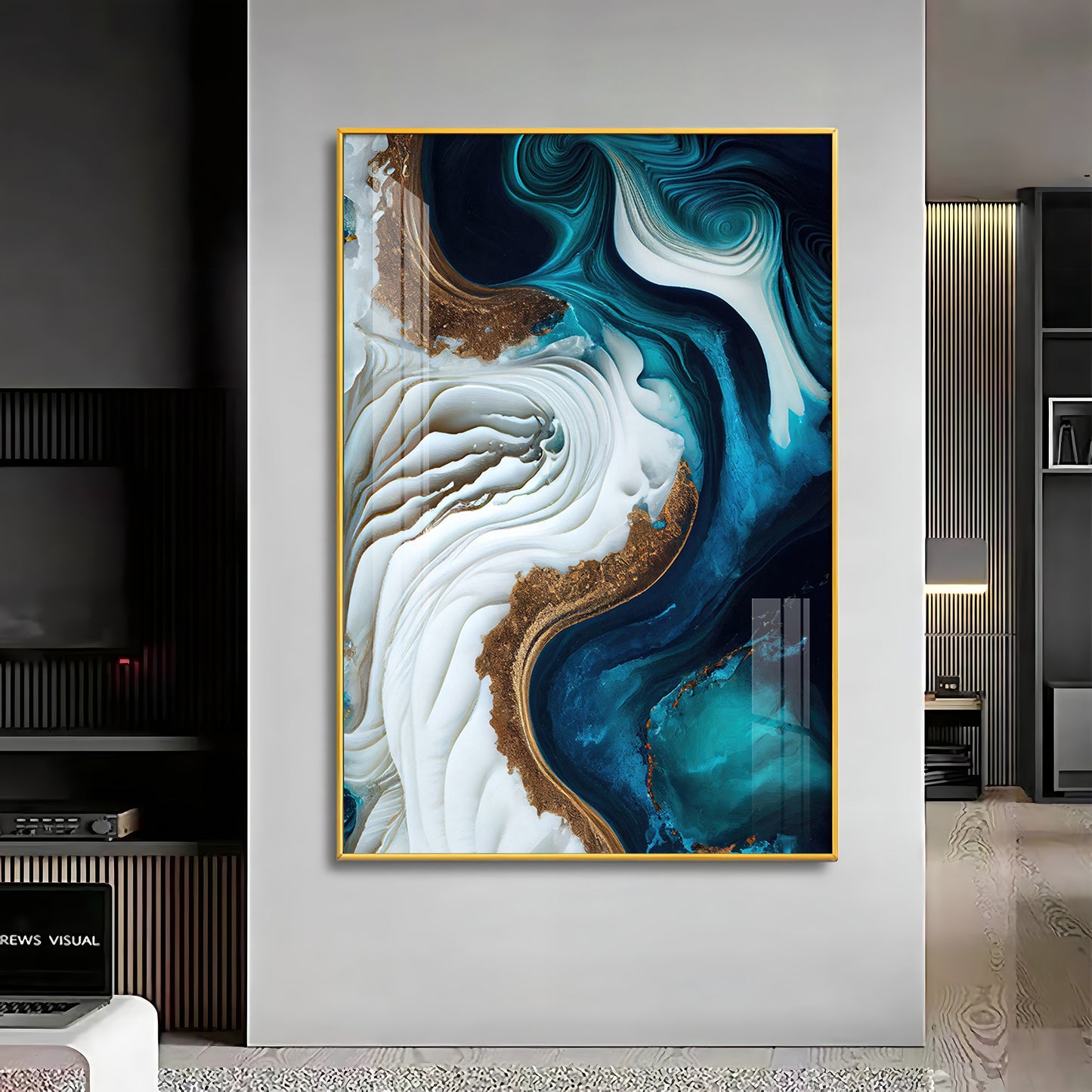 Oceanic Elegance Glass Finish Vertical Wall Art