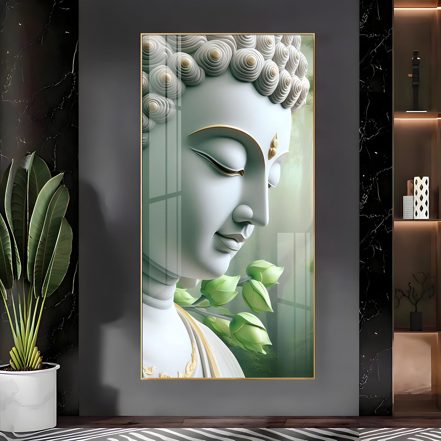 Enlightened Presence Glass Finish Vertical Wall Art
