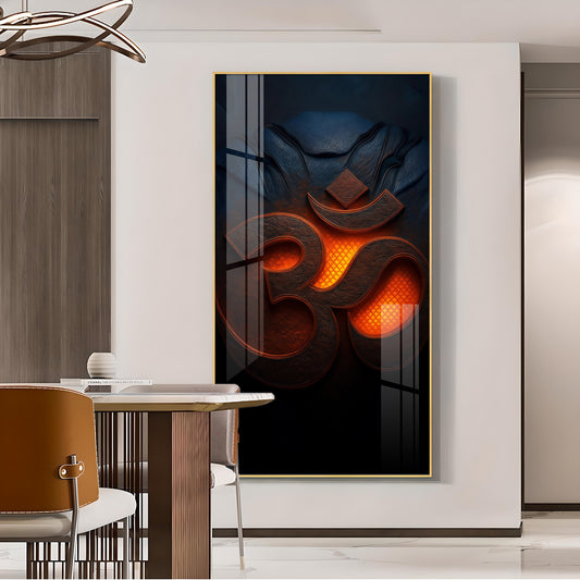 Divine Ohm Glass Finish Vertical Wall Art