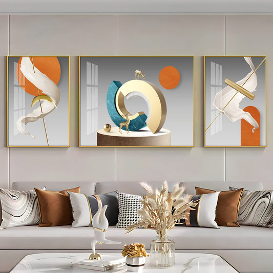 Vivid Abstract Glass Finish Wall Art (Set Of 3)