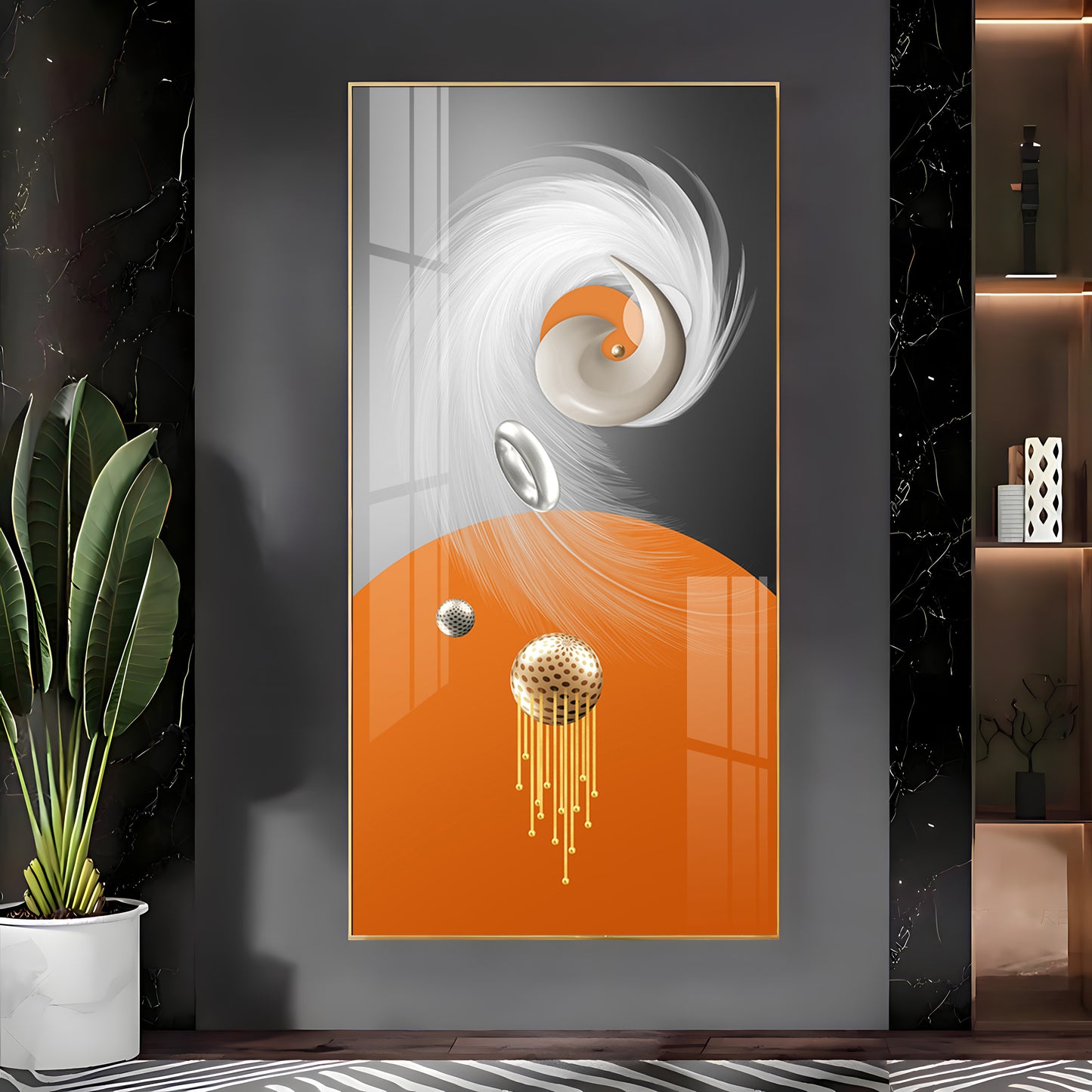 Radiant Fusion Glass Finish Vertical Wall Art
