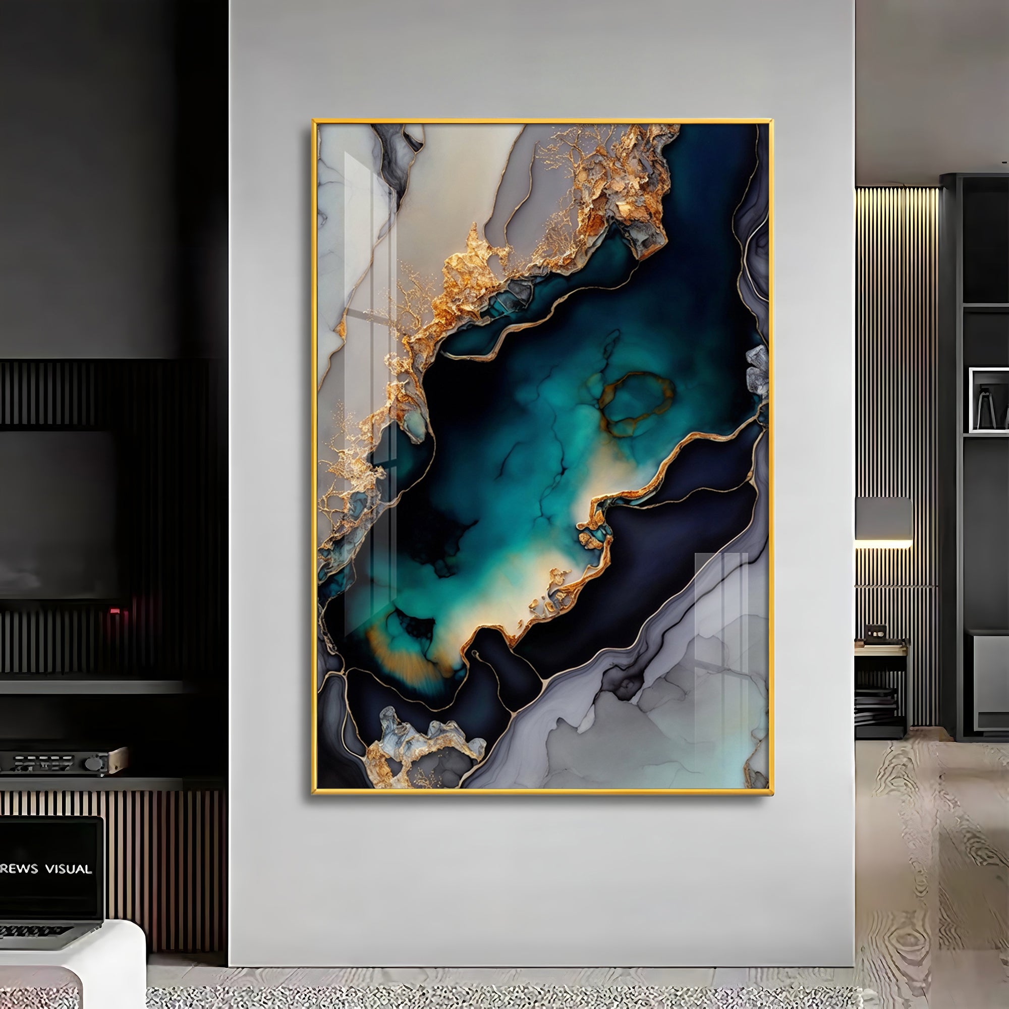 Mystic Waves Glass Finish Vertical Wall Art