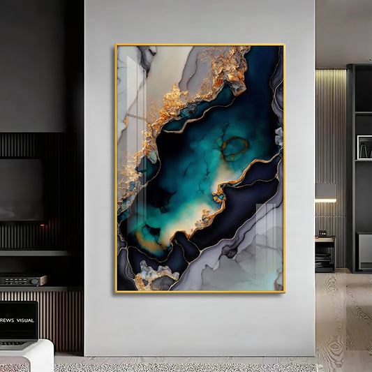 Mystic Waves Glass Finish Vertical Wall Art