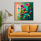 Colorful Bloom Serenity Glass Finish Square Wall Art
