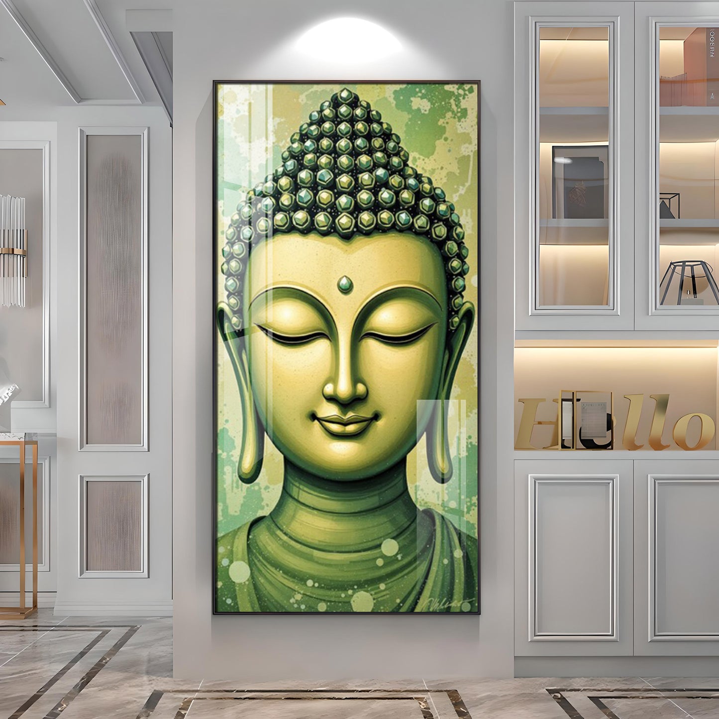Budha Surreal portrayal Glass Finish Vertical Wall Art
