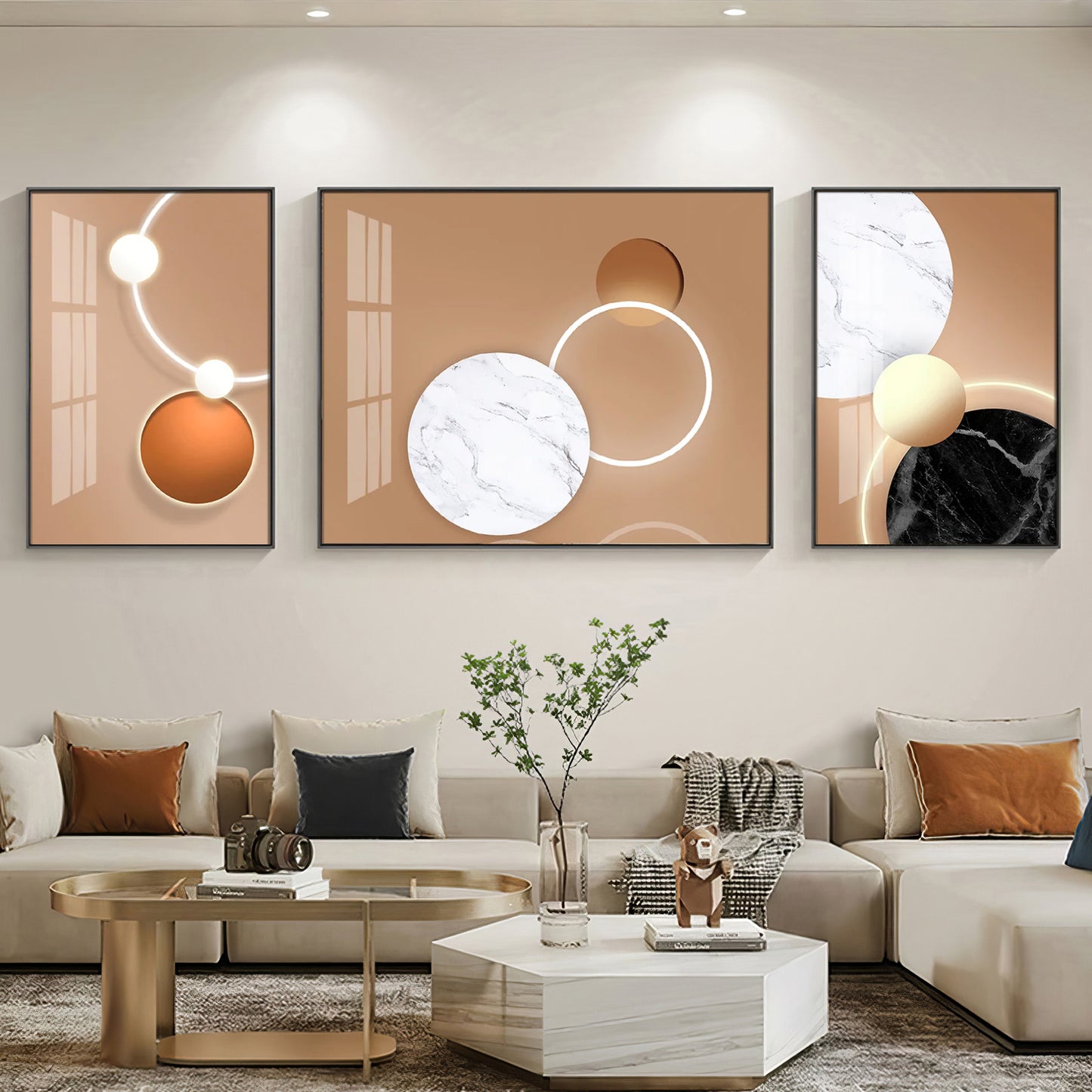 Art Ensemble Glass Finish Wall Art (Set Of 3)