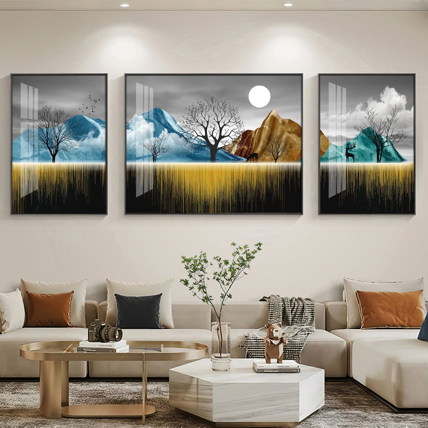 Imaginative Serenity Glass Finish Wall Art (Set Of 3)