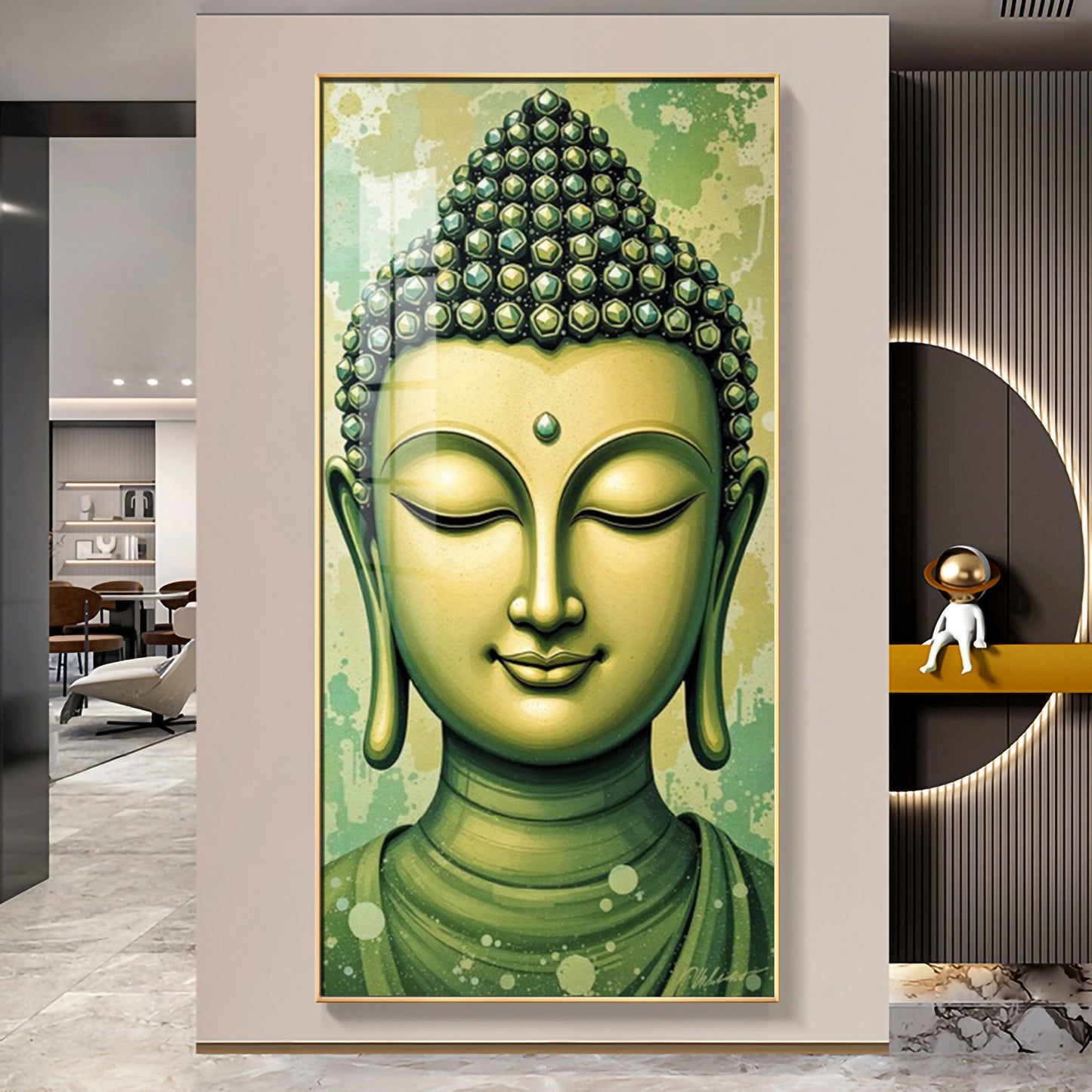 Budha Surreal portrayal Glass Finish Vertical Wall Art