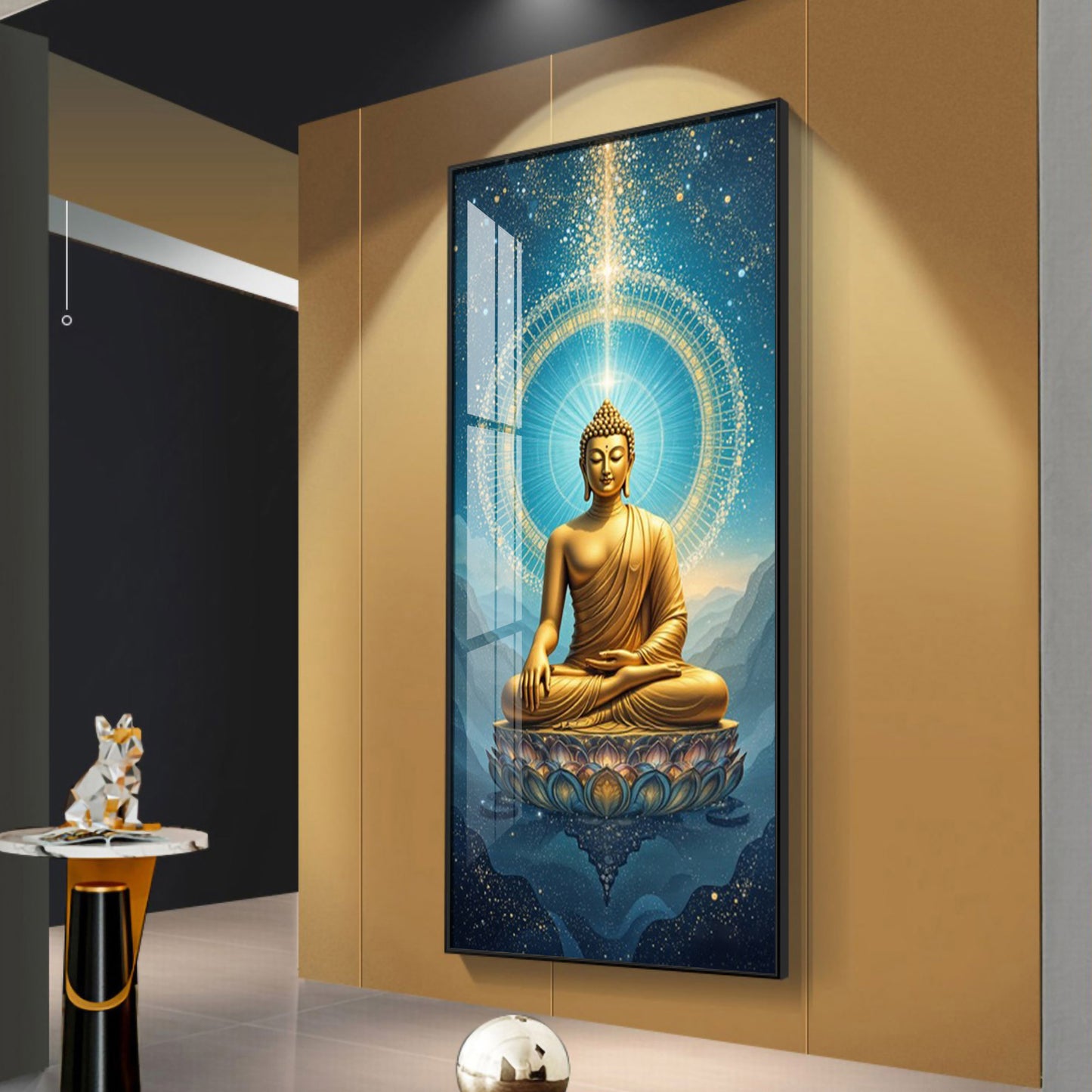 Mastering Concious Energery Budha Glass Finish Vertical Wall Art