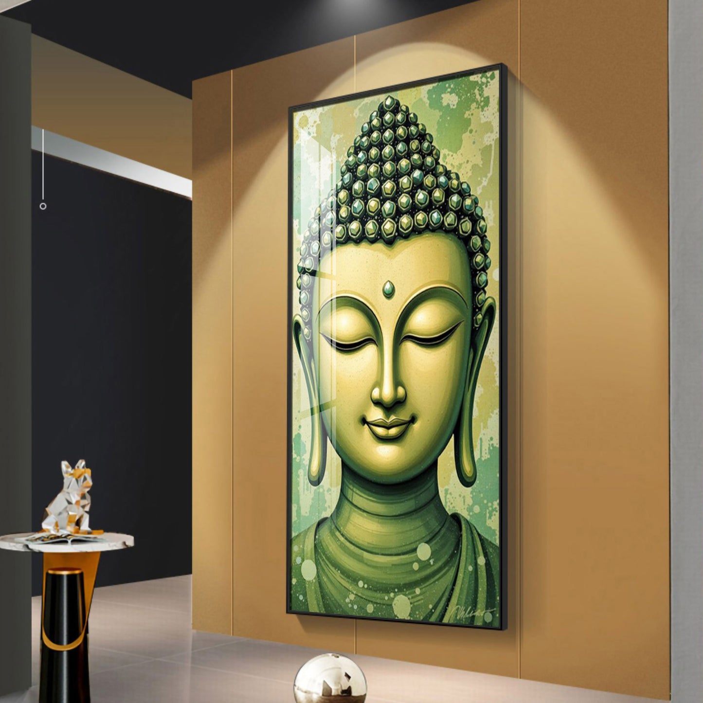 Budha Surreal portrayal Glass Finish Vertical Wall Art
