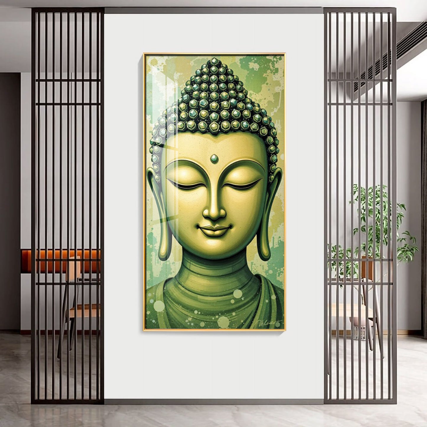 Budha Surreal portrayal Glass Finish Vertical Wall Art