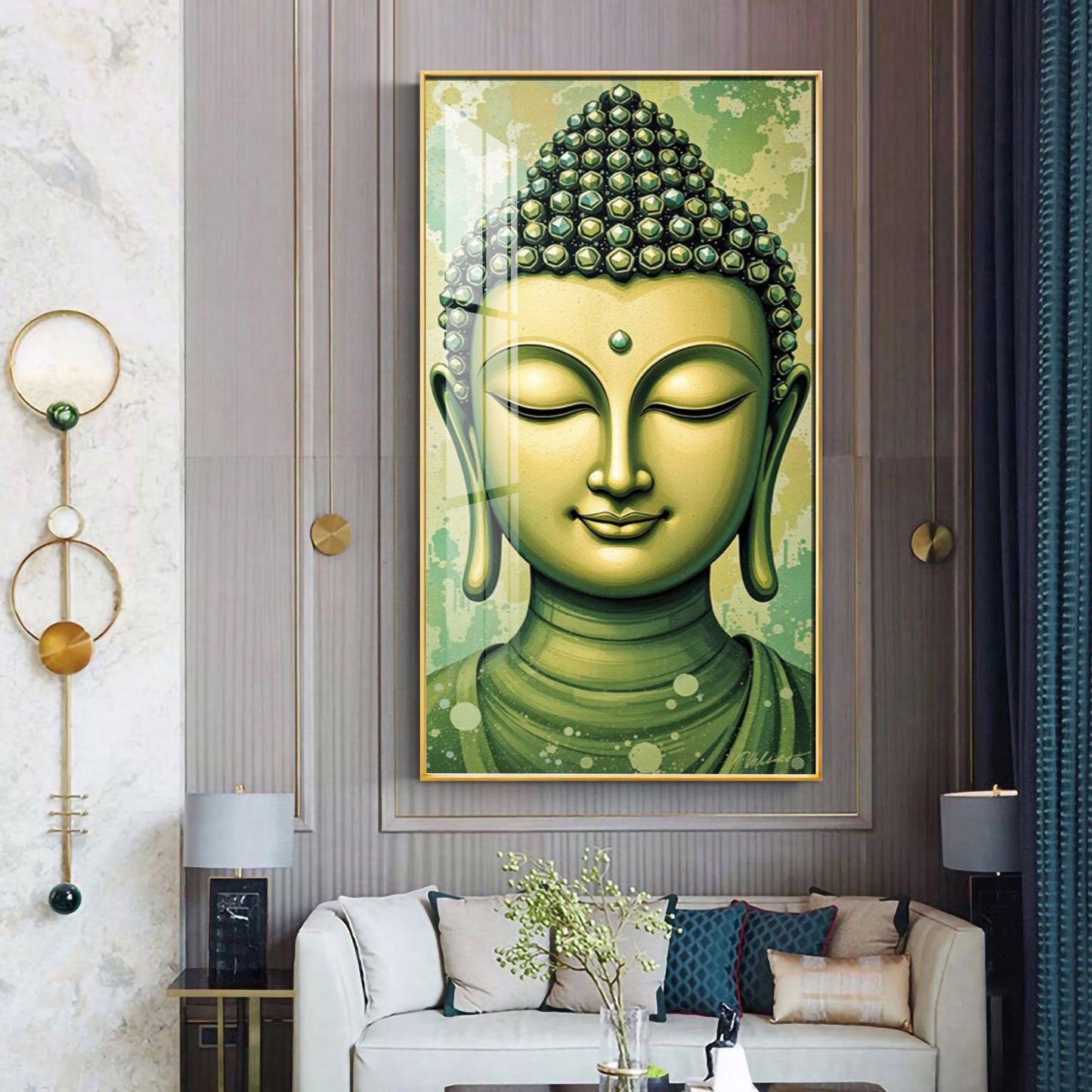 Budha Surreal portrayal Glass Finish Vertical Wall Art