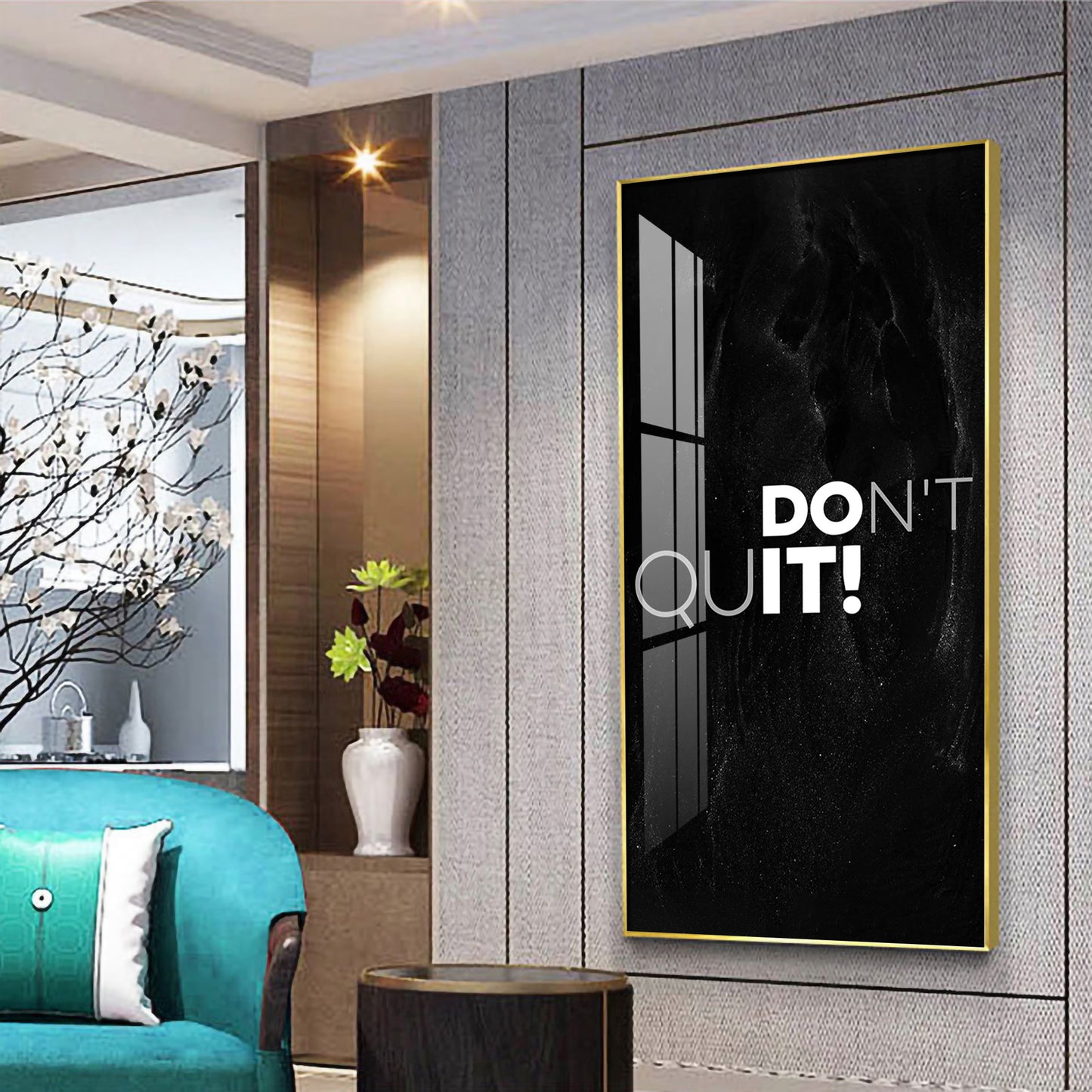 Don't Quit Motivational Glass Finish Vertical Wall Art