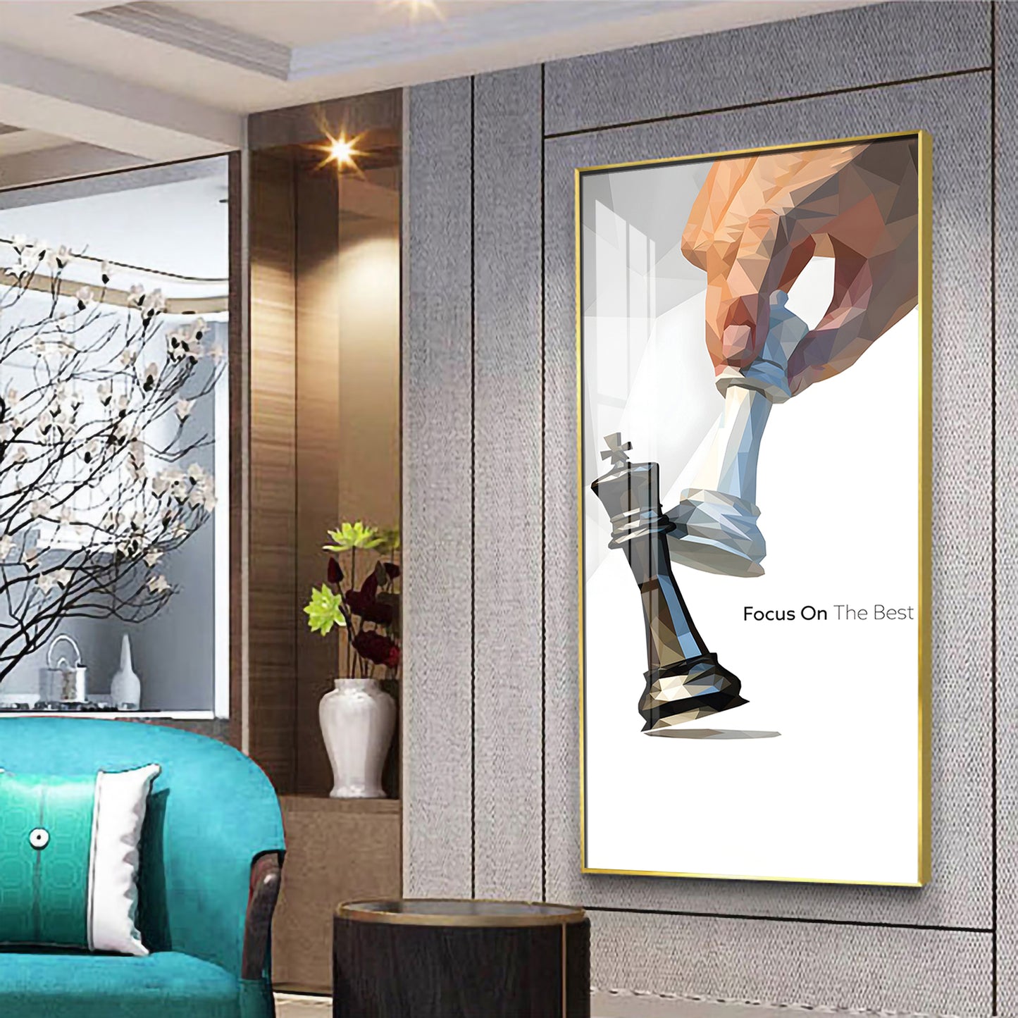 Focus On The Best Motivational Glass Finish Vertical Wall Art