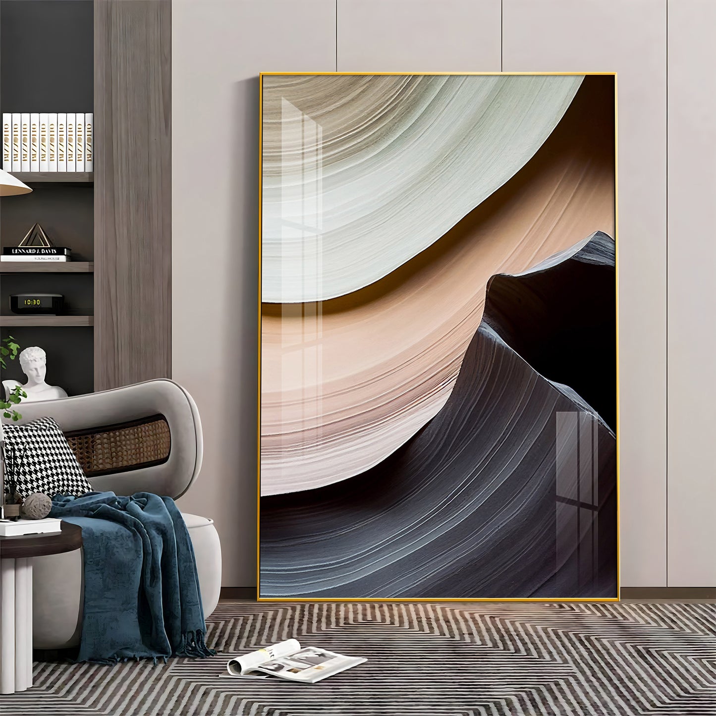 Fluid Horizons Glass Finish Vertical Wall Art