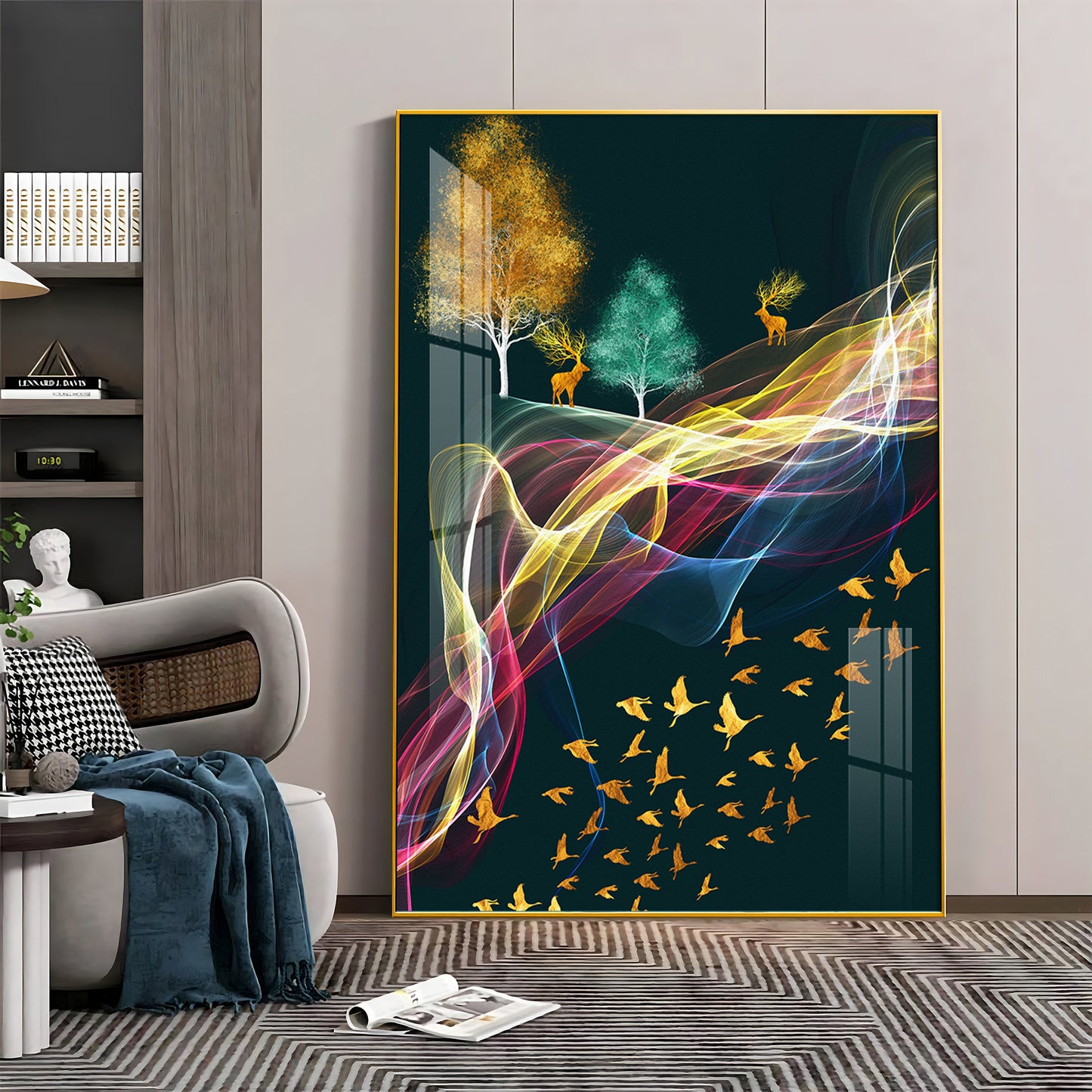 Nature's Symphony Glass Finish Vertical Wall Art