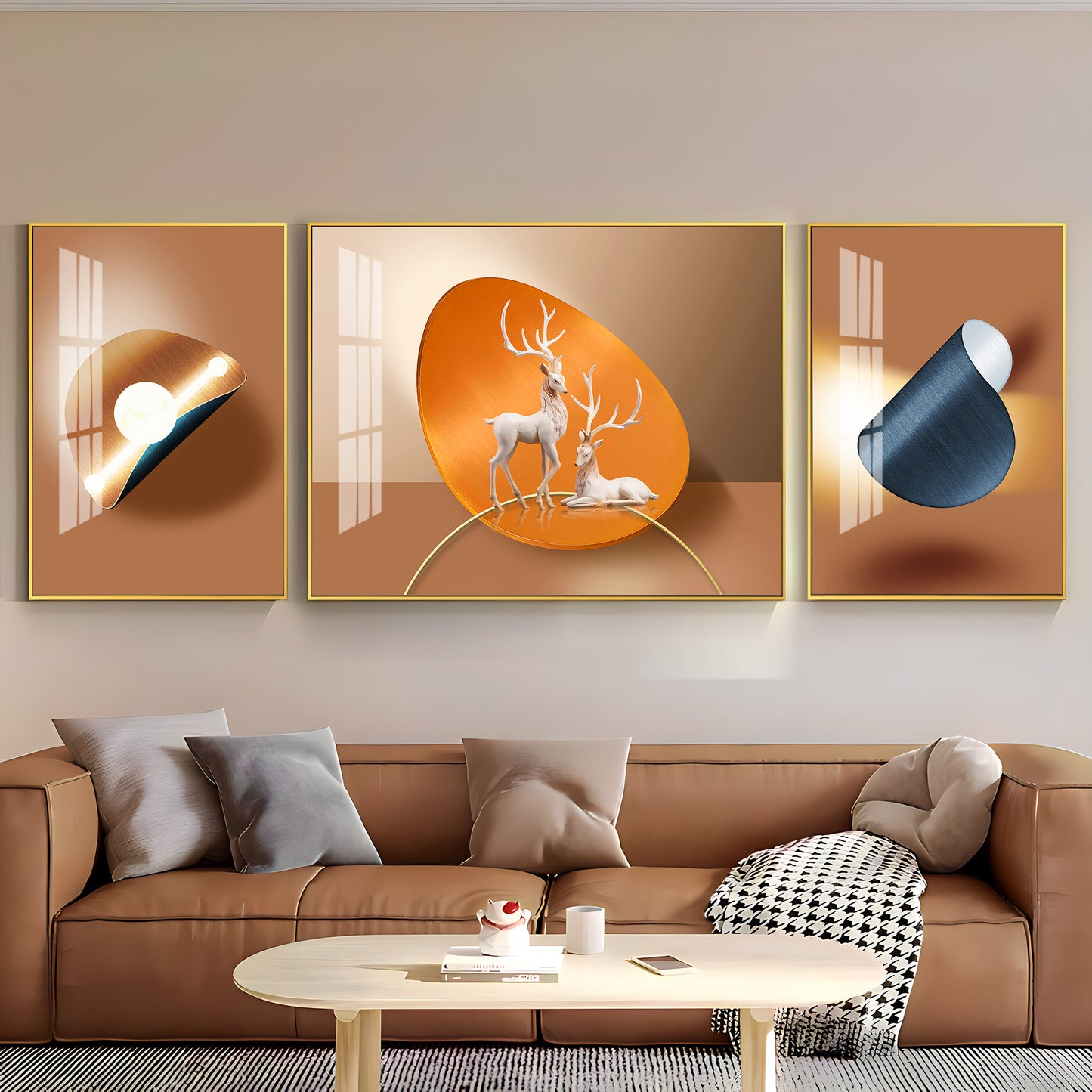 Deer Art Trio Glass Finish Wall Art (Set Of 3)
