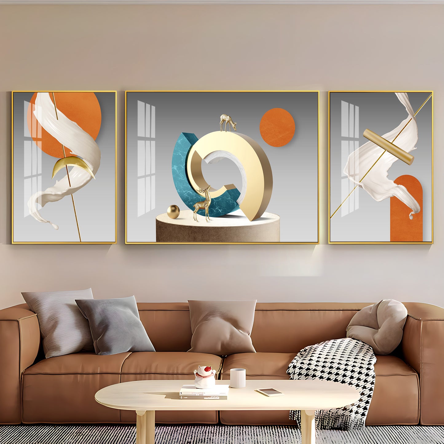 Vivid Abstract Glass Finish Wall Art (Set Of 3)