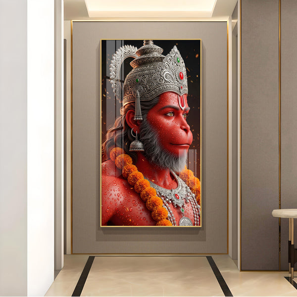 Jai Shri Bajarang Bali Glass Finish Vertical Wall Art