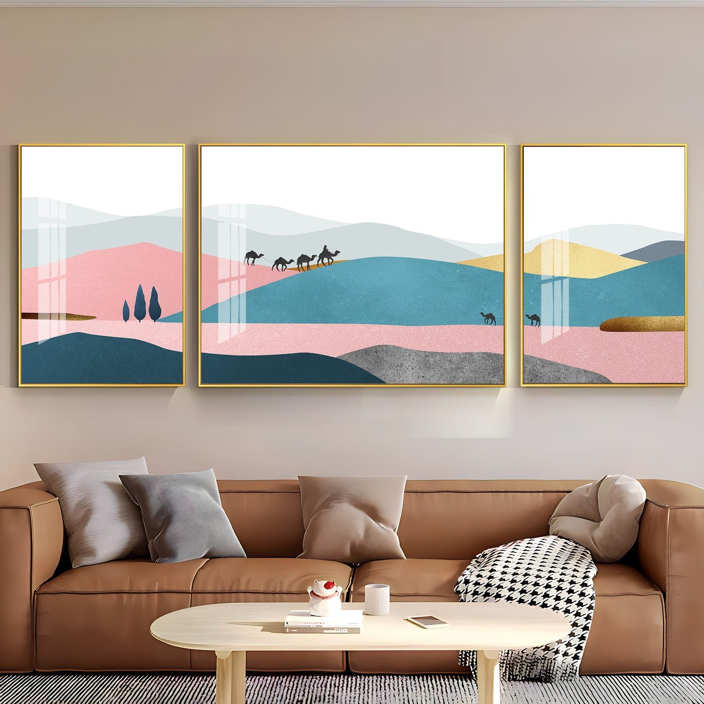 Abstraction of Desert Glass Finish Wall Art (Set Of 3)