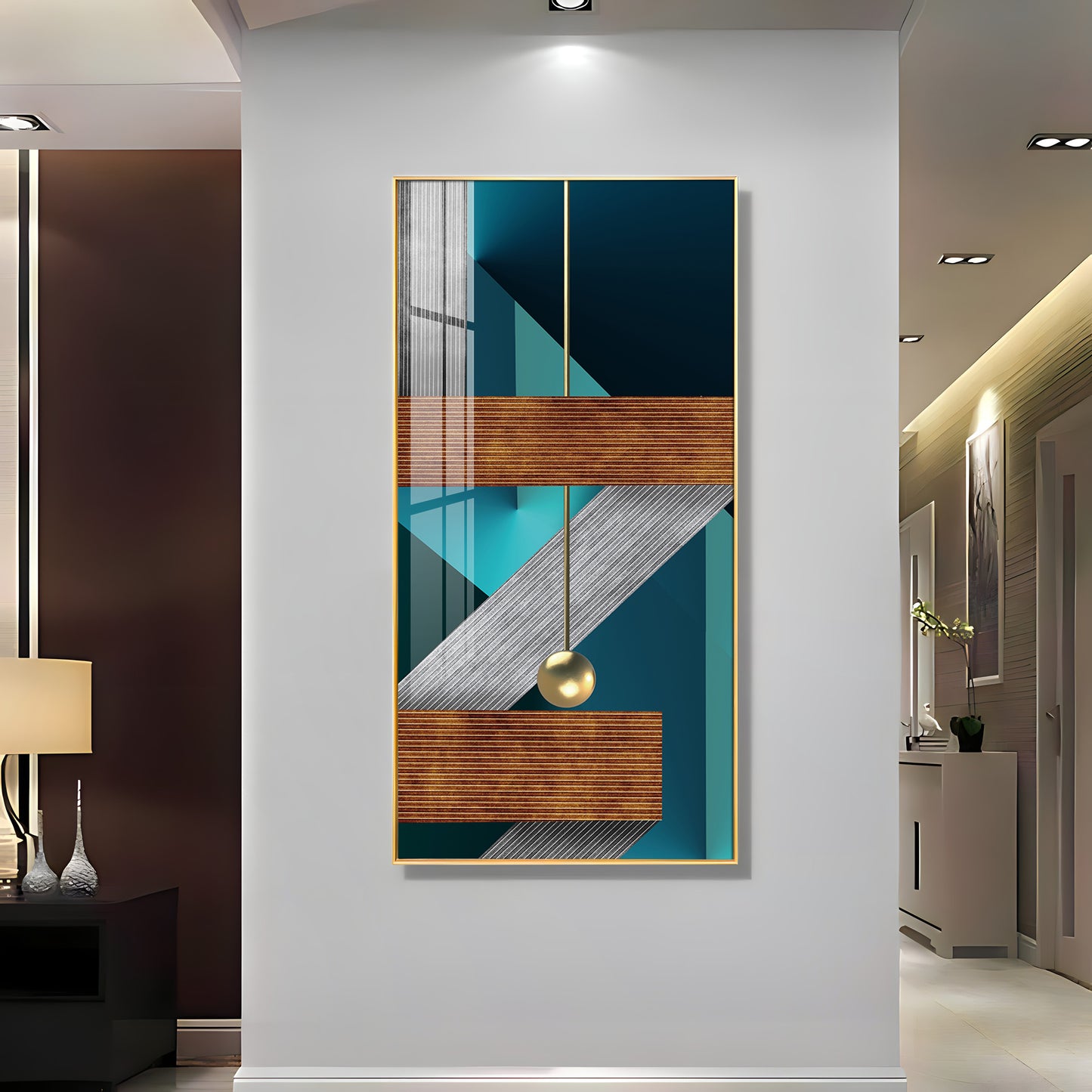 Z Abstraction Glass Finish Vertical Wall Art