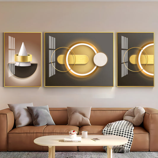 Brown & Gold Fusion Glass Finish Wall Art (Set Of 3)