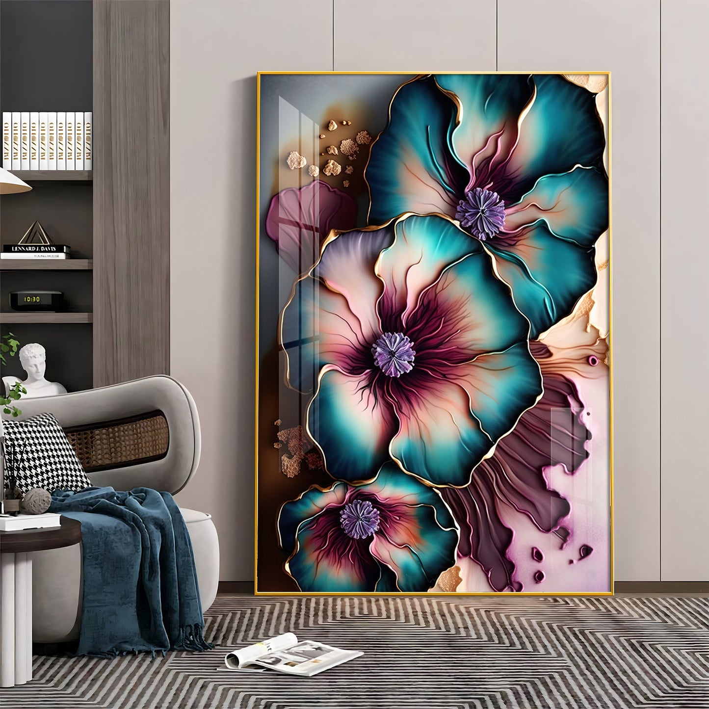 Elysian Blooms Glass Finish Vertical Wall Art