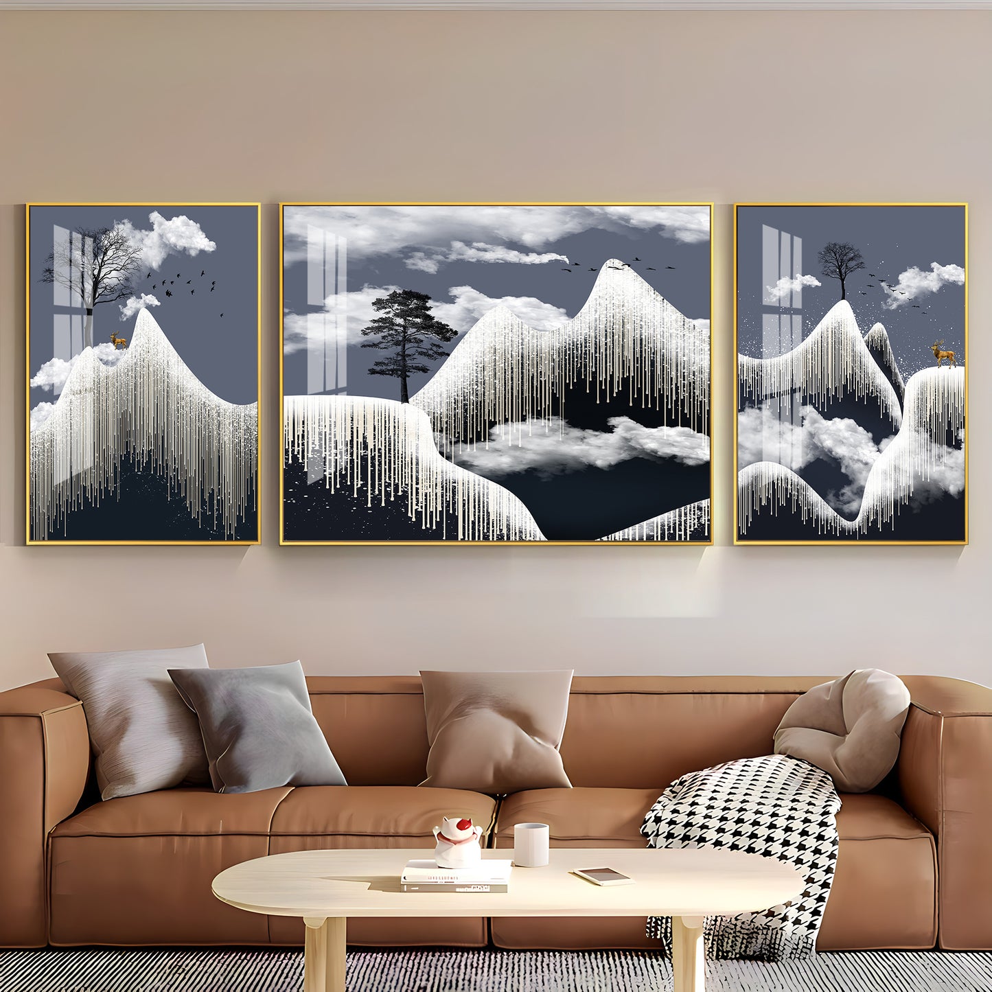 Alpine Dreamscape Glass Finish Wall Art (Set Of 3)