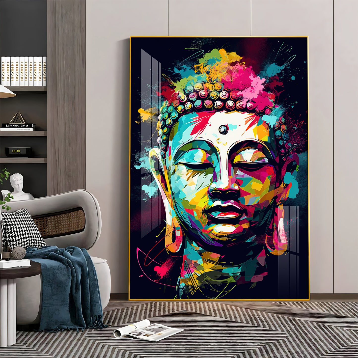 Colorful Enlightenment Glass Finish Vertical Wall Art