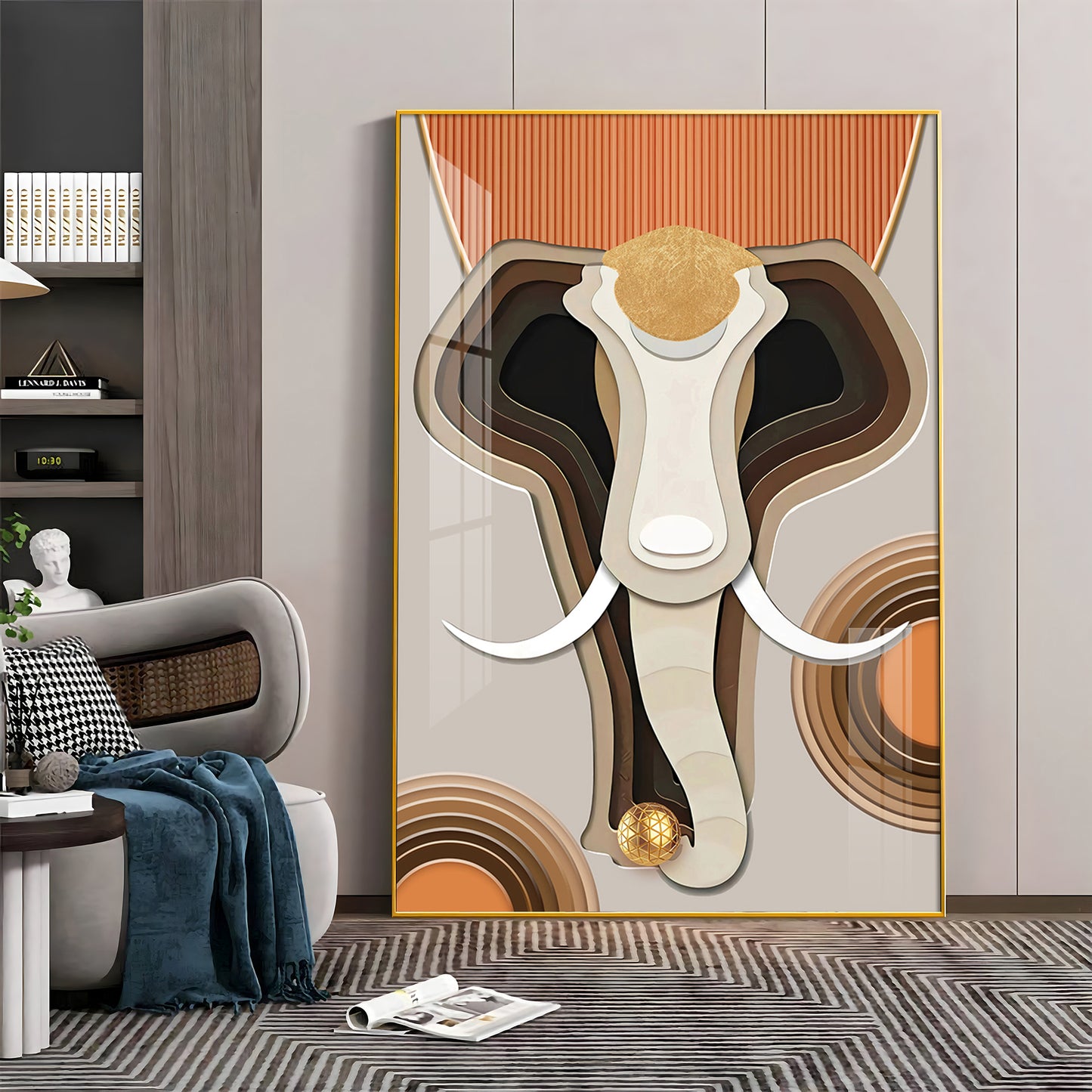 Elephantine Elegance Glass Finish Vertical  Wall Art