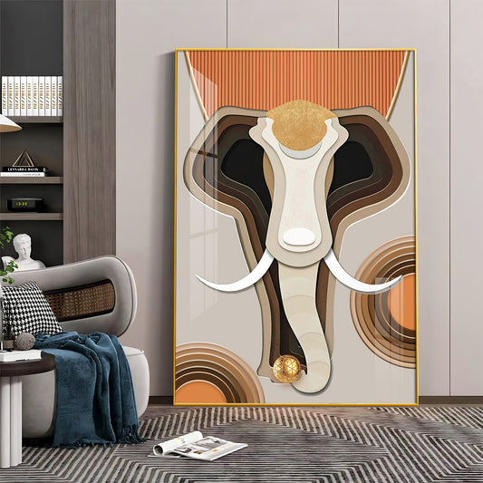 Elephantine Elegance Glass Finish Vertical  Wall Art