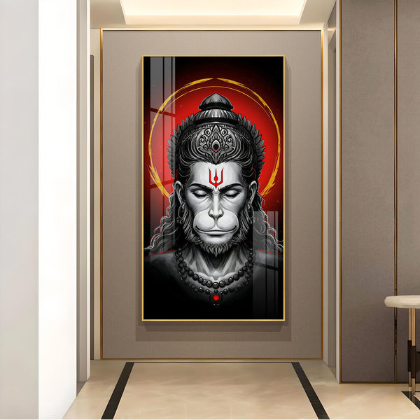 Ram Bhakat Bajarang Bali Glass Finish Vertical Wall Art